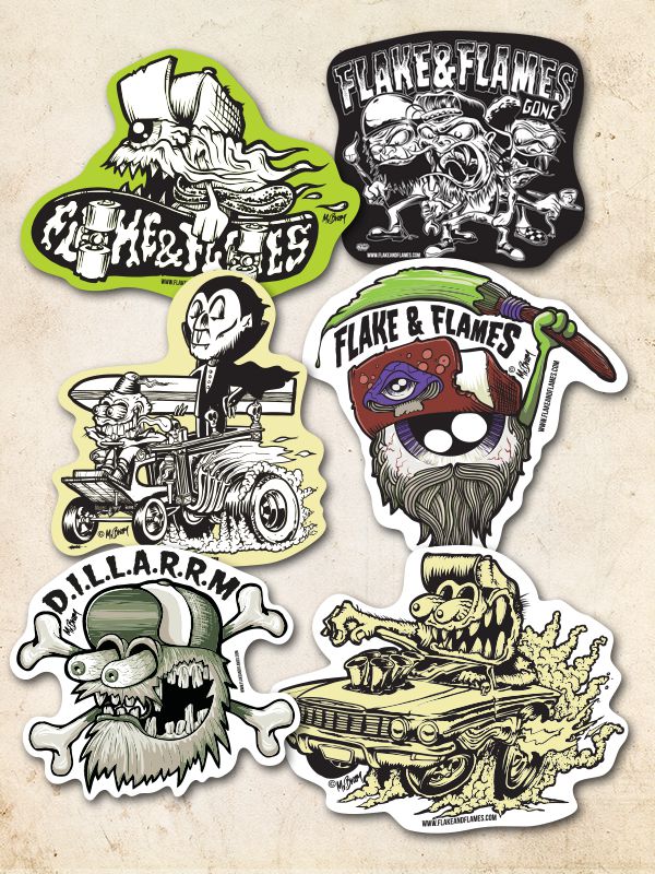 flake and flames stickers